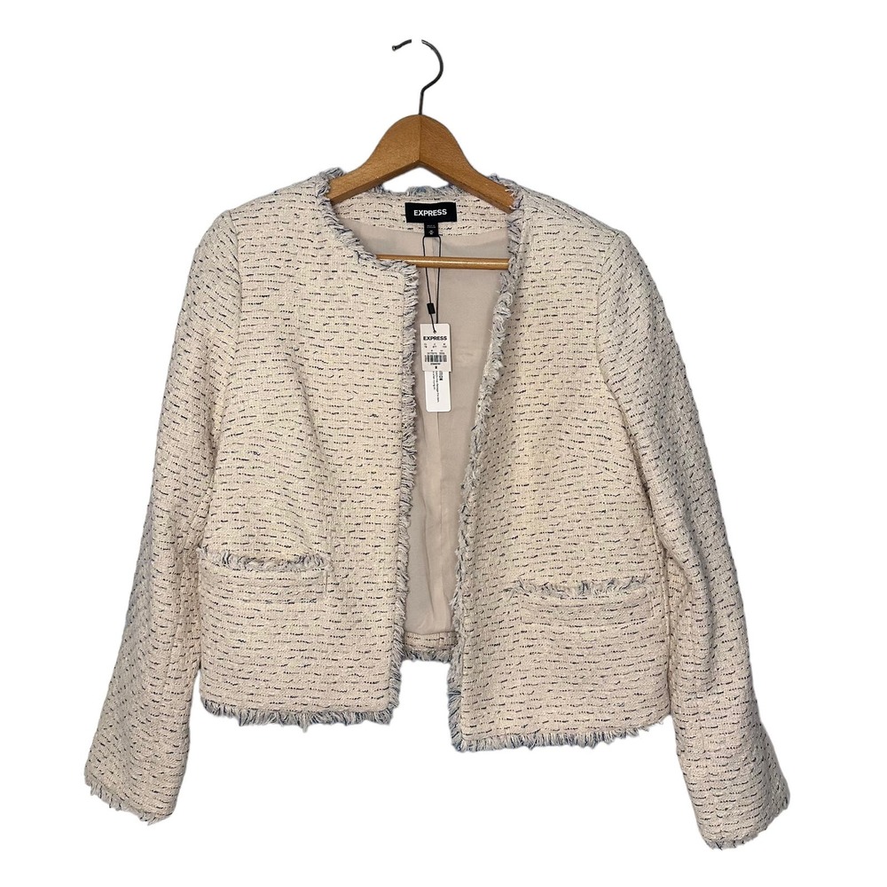 Express tweed open blazer cream women's size medium